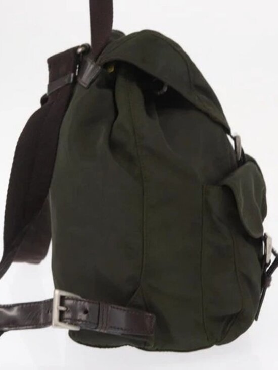 PRADA Backpack Nylon Khaki Silver Auth 166105 main image 14